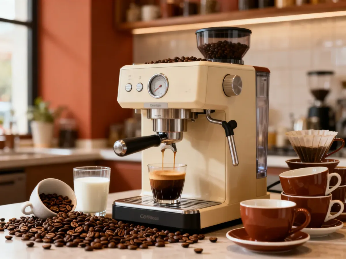 Wielofunkcyjny ekspres przygotowujący espresso, kawę przelewową i napój mleczny