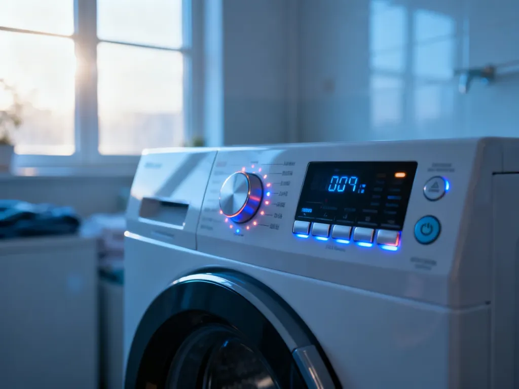 Panel sterowania nowoczesnej pralki Beko z podświetlanymi przyciskami i wyświetlaczem, gotowy do wyboru ustawień resetowania.