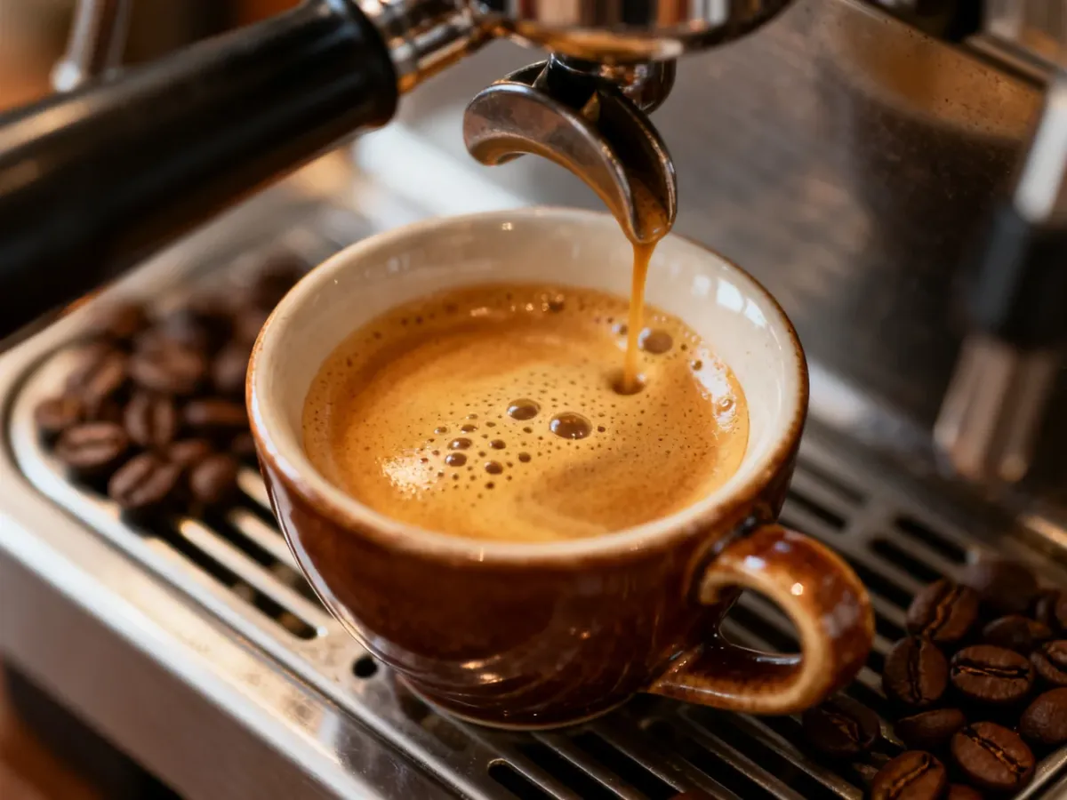 Espresso z charakterystyczną złocistą cremą