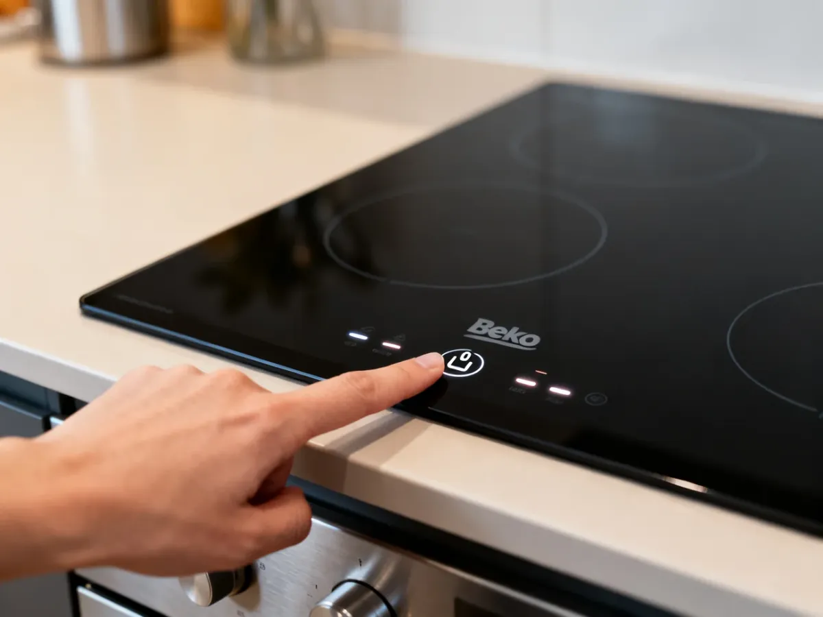 Palec naciskający sensor blokady na płycie indukcyjnej