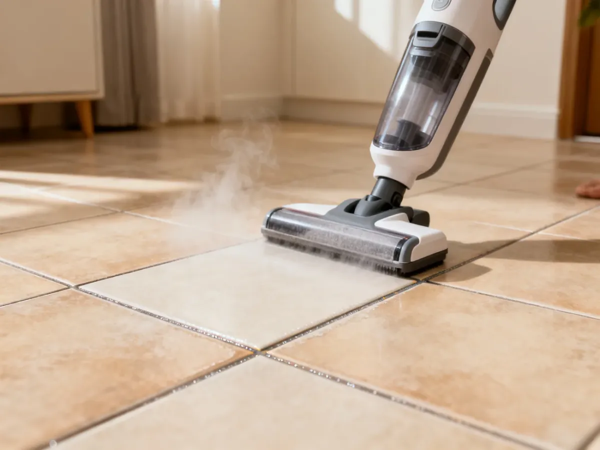 Mop parowy czyszczący fugi między płytkami ceramicznymi