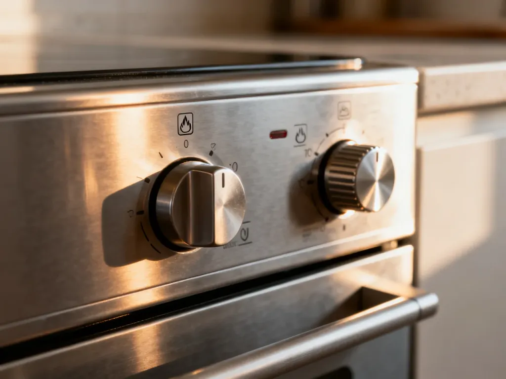 Panel sterowania piekarnika Mastercook z pokrętłami wyboru funkcji i temperatury w nowoczesnej kuchni.