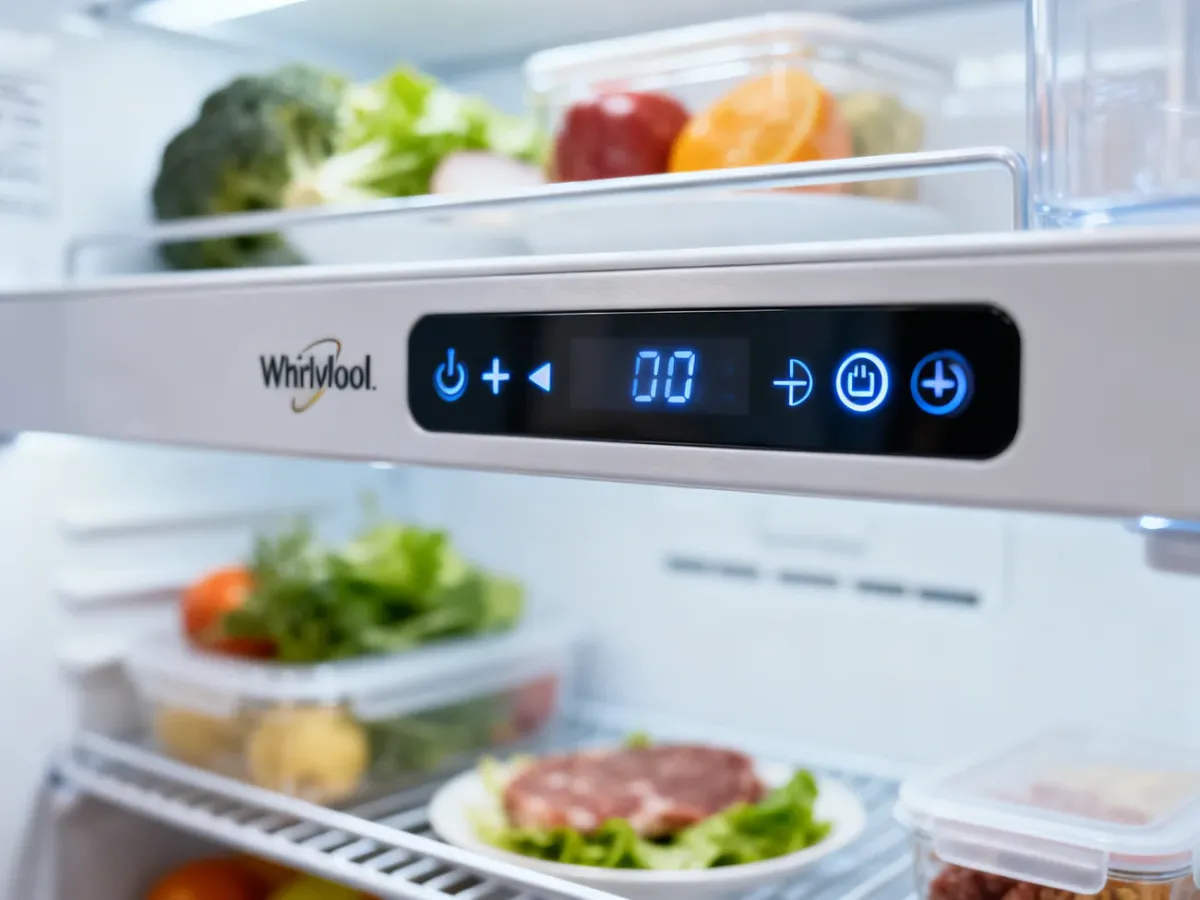 Cyfrowy panel sterowania temperaturą w lodówce Whirlpool